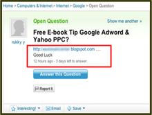 Example of Backlink in Yahoo answers